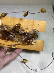 Beaded wire garland with Translucent leaves And Gems Jewels over 15’ Long
