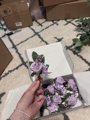 Artificial Rose & Eucalyptus Wedding Garland Floral Decor Purple White Green