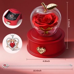 Preserved Real Rose with Necklace,Preserved Roses Lovely Pink