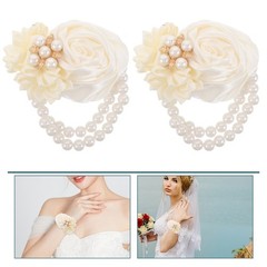 2 Pcs Prom Flower Wrist Corsage Bracelet Wedding Artificial Corsages