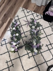 Artificial Rose & Eucalyptus Wedding Garland Floral Decor Purple White Green