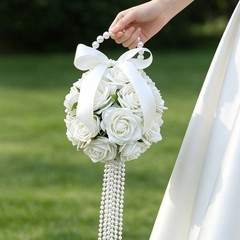 Bridal Hand Floral Arrangement Romantic Beaded Flower Floral Arrangement Silk