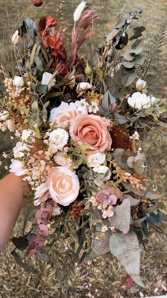 Dried Floral Boho Wedding Bouquet Set