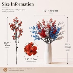 Bundles Patriotic Silk Baby’s Breath, 18.5″ Artificial 6 Red White Blue