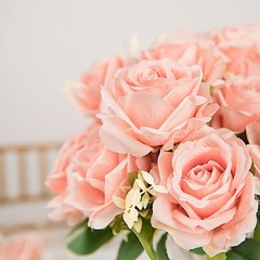 LIGHT BLUSH 2 Bushes 18″ ARTIFICIAL Faux Silk Rose FLOWERS Bouquet Wedding