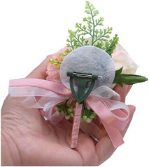 2 Pack Flower Wrist Corsage Boutonniere Set,3″ Artificial Rose and Carnation Han