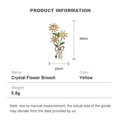 14K Gold Daisy Brooch with Crystal Inlay – Bright Bouquet Flower Crystal Broo…