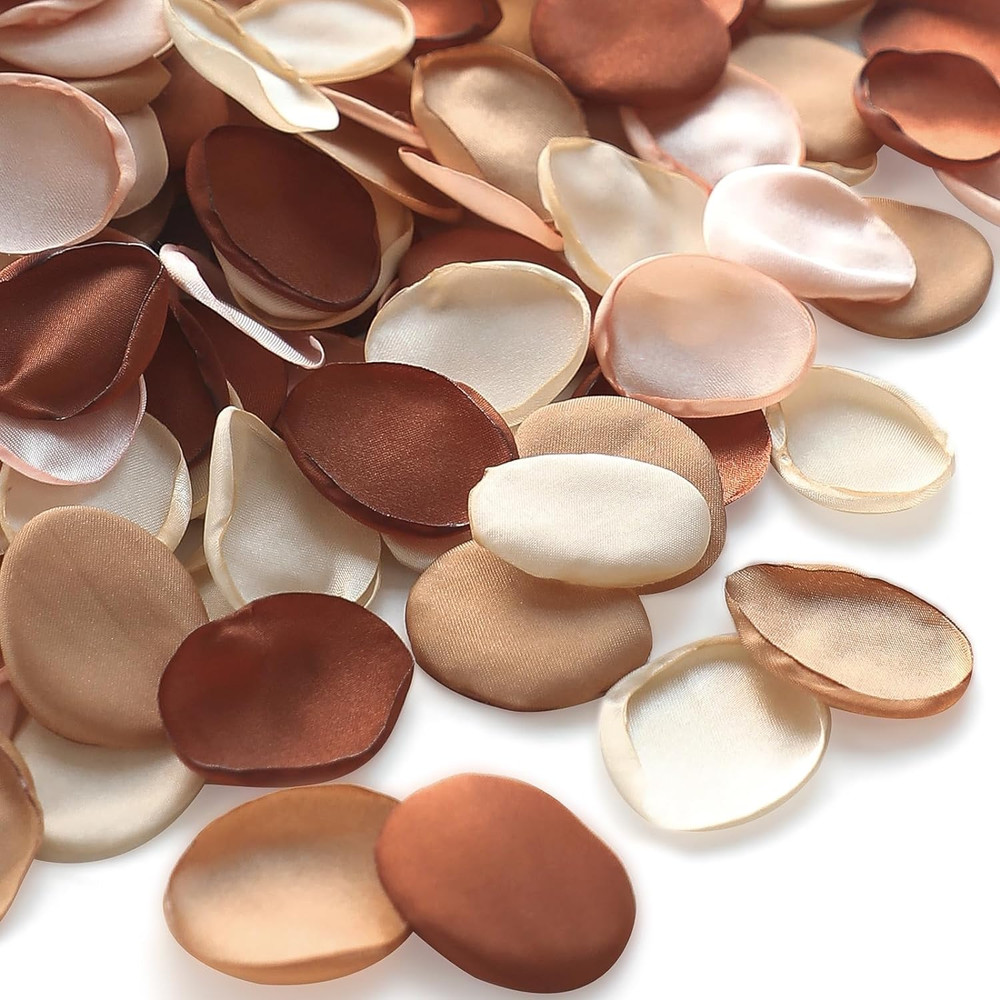 300Pcs Rose Petals Earth Tones Brown Faux Silk Flower Petals for Wedding Flower