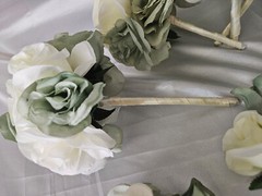 Wedding Bouquet Package, Ivory, Green, White, Roses, 14 Pieces
