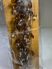 Beaded wire garland with Translucent leaves And Gems Jewels over 15’ Long