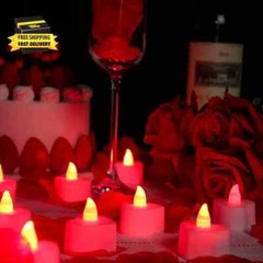 1000 Pieces Artificial Red Rose Petals with 24 Pieces Heart Romantic Flameless L