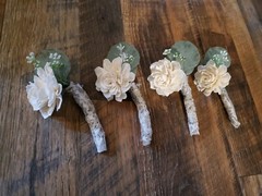 White Bridal Bouquet Artificial Sola Wood Wedding Flowers Bridesmaid Boutonniere