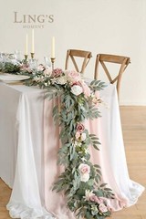 Ling’s Moment Artificial Eucalyptus Garland with Flowers 6FT, Wedding Table G…