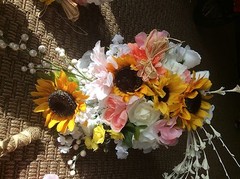 Wedding flowers bridal bouquets bridal package Sunflowers Blush Coral 9 Bouquet