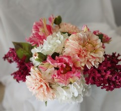 Custom Made White, pink, Burgundy Bridal Wedding Bouquet