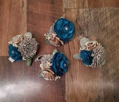Dark Teal Bridal Bouquet Emerald Blue Grey Sola Wood Cascade Wedding Flowers