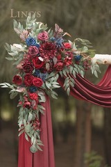 Ling’s Moment Burgundy Artificial Wedding Arch Flowers Kit Pack of 4, 2pcs Ha…