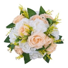 Set of 10 Artificial Flower Ball Bouquets 9.5 Inch Champagne White Rose
