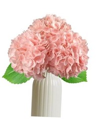 3Pcs Real Touch Hydrangea Artificial Flowers – 16.7″ 3D Latex Light Light Pink