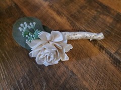 White Bridal Bouquet Artificial Sola Wood Wedding Flowers Bridesmaid Boutonniere