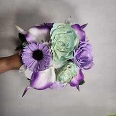 Lavender Light Green Rose Calla Lily Real Touch Bridal Wedding Bouquet Accessori