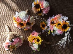 Wedding flowers bridal bouquets bridal package Sunflowers Blush Coral 9 Bouquet