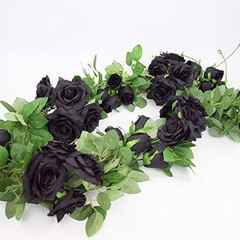 Etistta 2 PCS 6.5 Ft. Artificial Black Rose Vine for Halloween Decor, Hanging