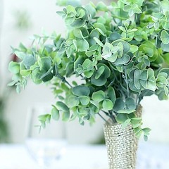 6 Bushes FROSTED GREEN 14″ tall Eucalyptus Artificial Greenery Wedding Bouquets