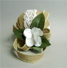 HANDMADE Burlap & White Lace Pomander WEDDING Kissing Ball Sphere