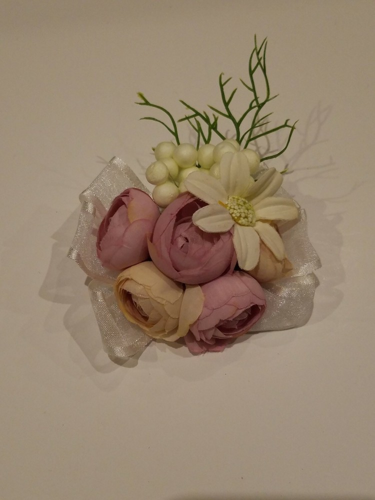 Wedding or Prom Corsage Pink And White Flowers for wrist