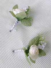 Wedding bouquet ranunculus artificial white yellow light orange mens corsages