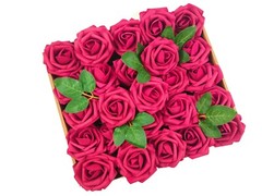 US 50pcs Fuchsia Artificial Flowers Foam Roses Decoration DIY for Wedding Party