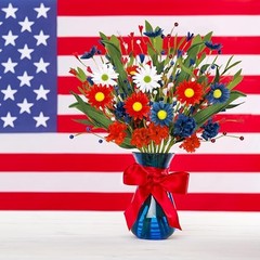 16 Bundles 4th/Fourth of July Decorations Artificial Silk Flowers Red White Blue