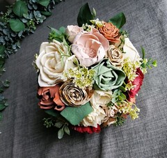 Pink Bridal Bouquet Sage Terra Cotta Burgundy Sola Wood Eucalyptus Bridesmaid