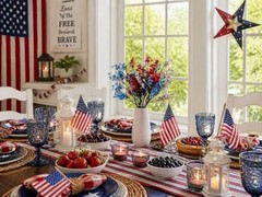 Bundles Patriotic Silk Baby’s Breath, 18.5″ Artificial 6 Red White Blue