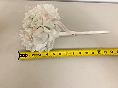 BOUQUET WHITE ROSE FLOWERS PINK ACCENTS WEDDDING BRIDE BRIDESMAID FLOWER GIRL