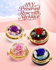Birthday Gifts for Women Preserved Real Rose with Necklace Red