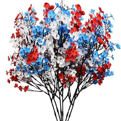 Bundles Patriotic Silk Baby’s Breath, 18.5″ Artificial 6 Red White Blue