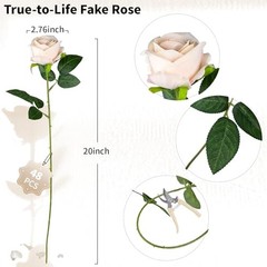 PCS Roses Velvet Realistic Artificial Flowers with Bendable Stems 48 Champagne