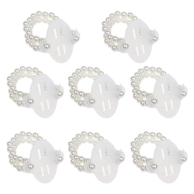 8x Elastic Pearl Wristband Wristlet Corsage DIY Decor Accessory for Beach Party