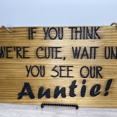 Rustic Wedding Auntie Sign 14×8 Wood Hanging Sign Carpenter’s Custom Creations
