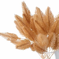 4 Gold Metallic Artificial Pine Grass Bushes Party Decorations