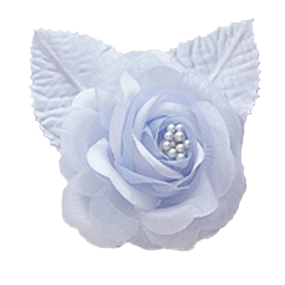 12 silk roses wedding favor flower corsage light blue 2.75″