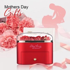 NEWNOVE Gifts for Her, Preserved Real Red Rose with Angle Wings 2-red