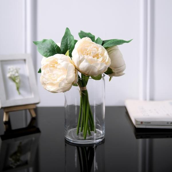 BEIGE 10″ SILK FLOWERS Artificial Peony Bouquet Arrangement Wedding Centerpieces