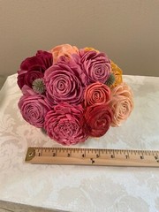 Sola brand faux floral bouquets wood carved roses & more 3 bouquets total