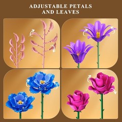 LED Light Flower Bouquet Building Set, 21 PCS Botanical Block Toy, Home Decor Gi
