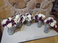 Cascading Bridal Bouquet, 5 Round Bridesmaids Bouquets, 1 Toss Bouquet