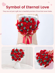 Flower Bouquet 12-Piece Red Preserved Roses Bouquet with Led Lights Gift for Wom