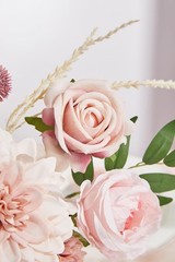 Fake Silk Flowers, y Pink Bridal Bouquet, Party Decor, Pink